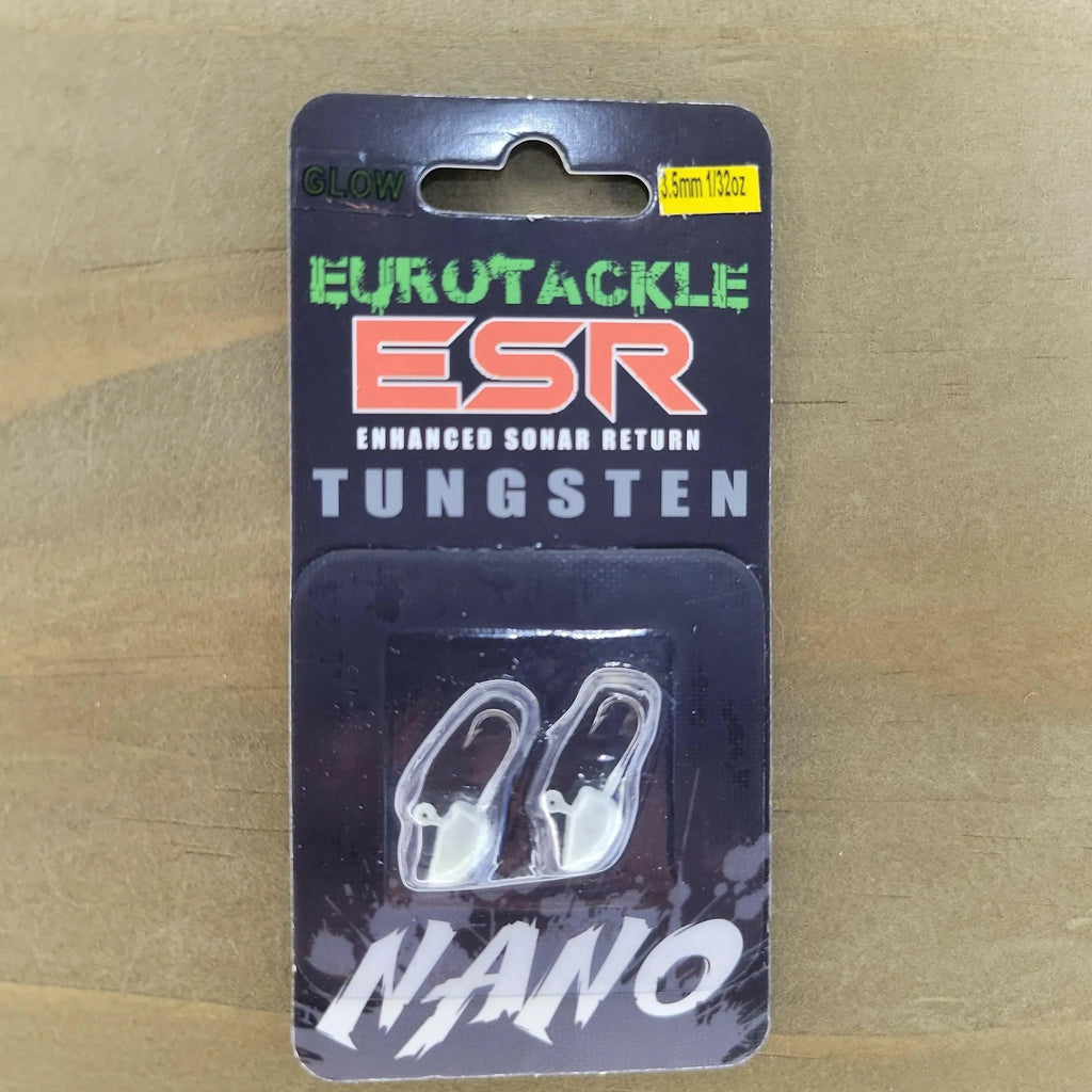 Euro-Tackle ESR Nano 3.5mm Jig Head White Glow 2pcs C.G. Emery