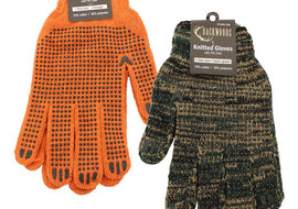 Backwoods Knitted PVC Dotted Gloves One Size Fits All available in Green Camo & Orange