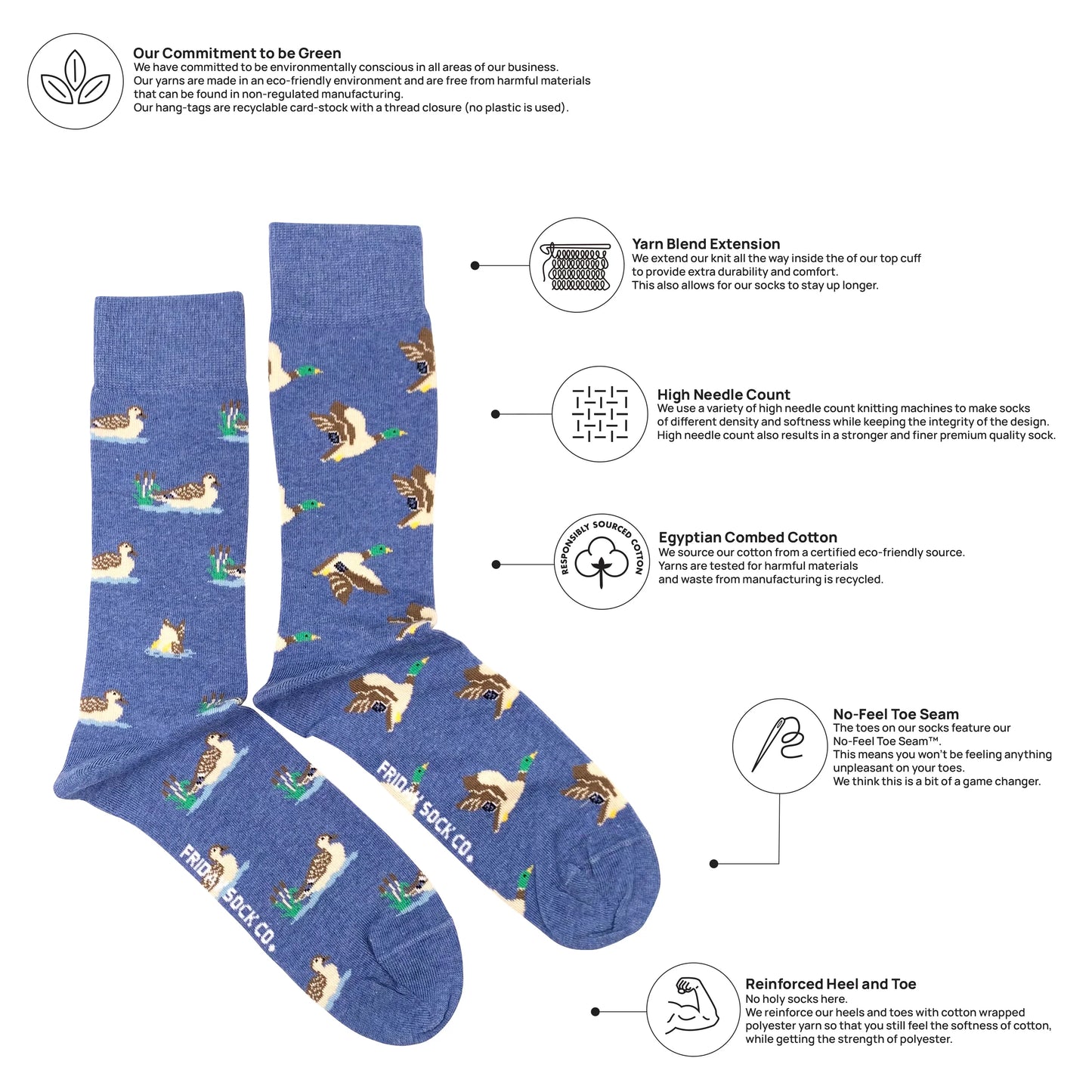 Friday Sock Co Men's Mallard Duck Socks