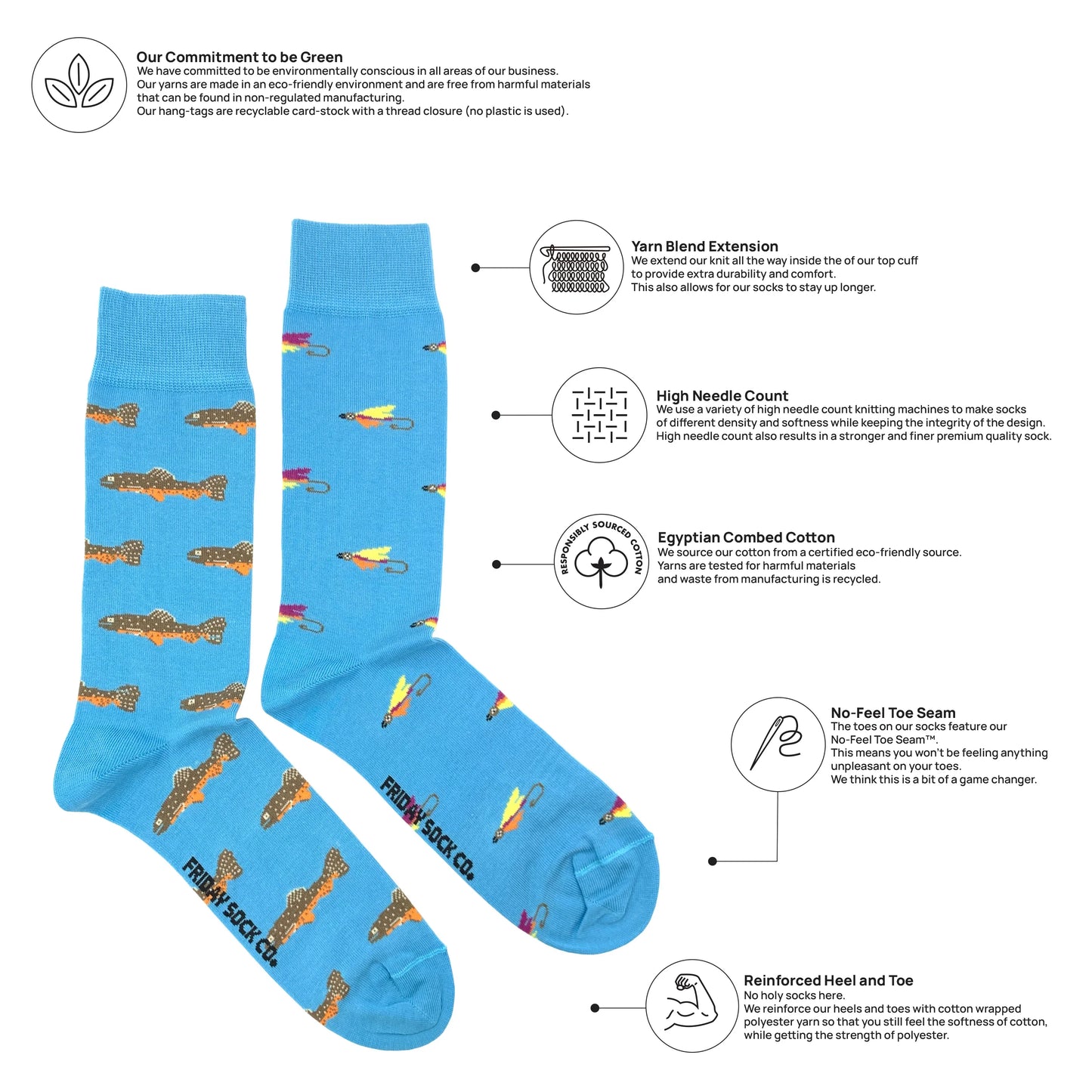Friday Sock Co Men's Trout & Fly Socks