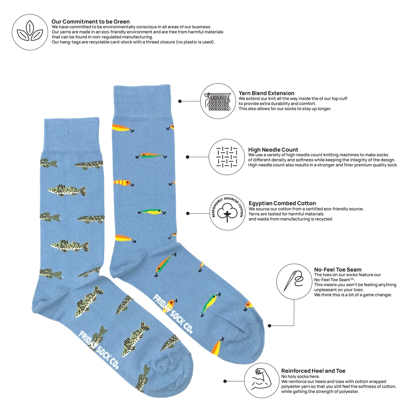 Friday Sock Co Men's Fish & Fishing Lure Socks