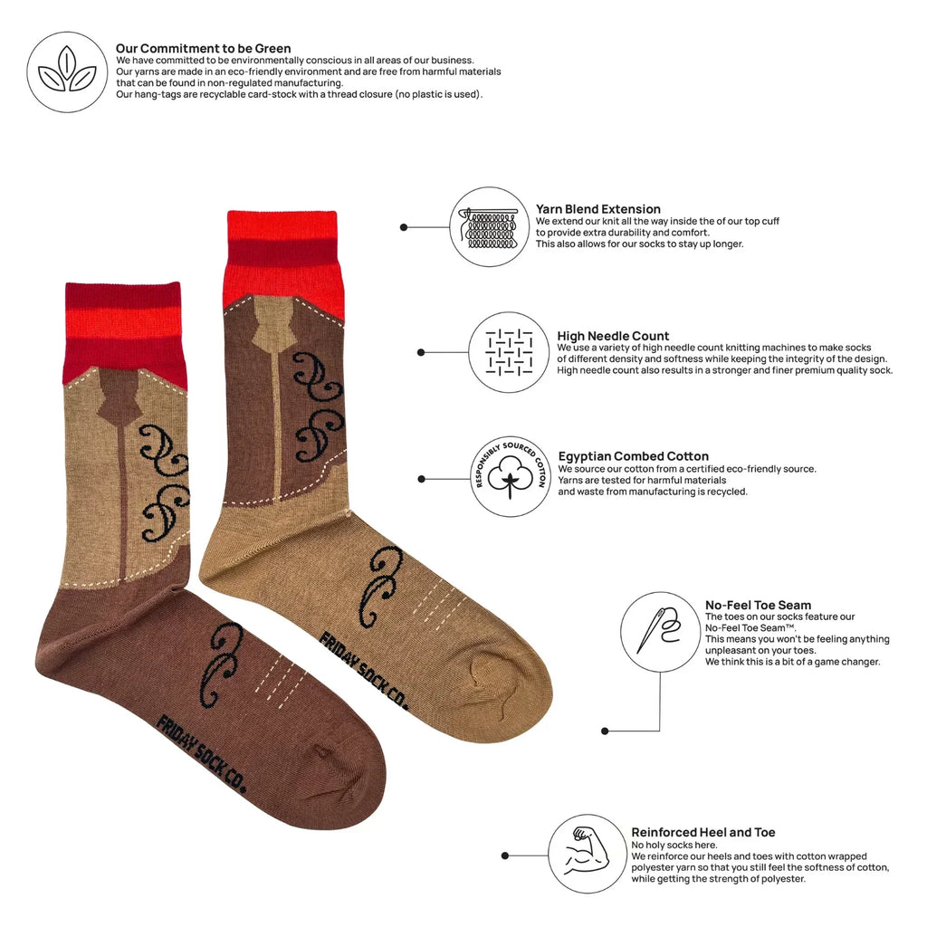 Friday Sock Co Men's Cowboy Boot Socks