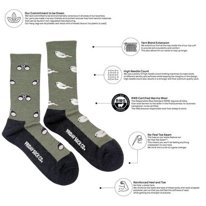 Friday Sock Co Men's Bird & Birdwatching Merino Wool Socks