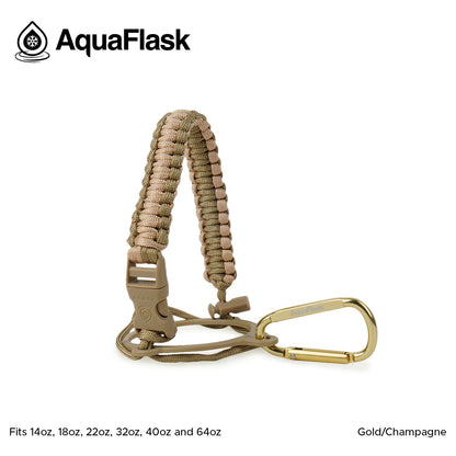 AquaFlask 14–64 oz Paracord Handle with Carabiner Clip – Durable Carry Strap for Water Bottles