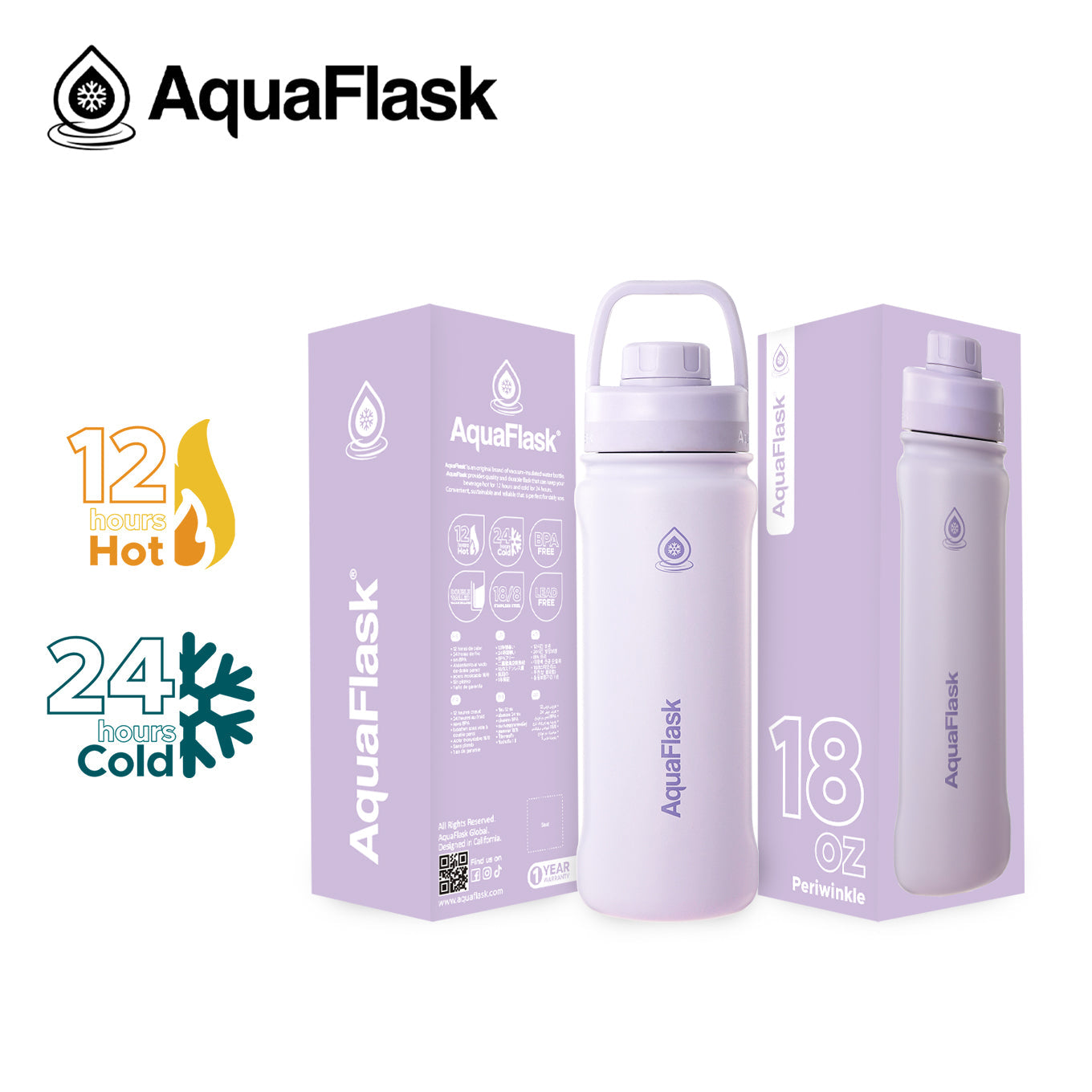 AquaFlask Original Vacuum Insulated Water Bottles 530ml (18oz)