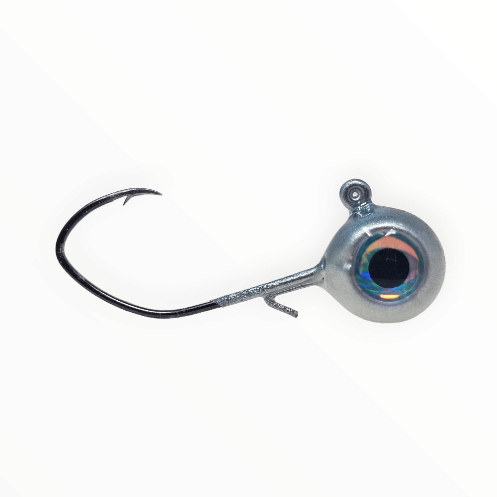 HCL silver Shiner Jig head on a white background