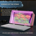 Fishing tackle box with UV light technology on a dark background