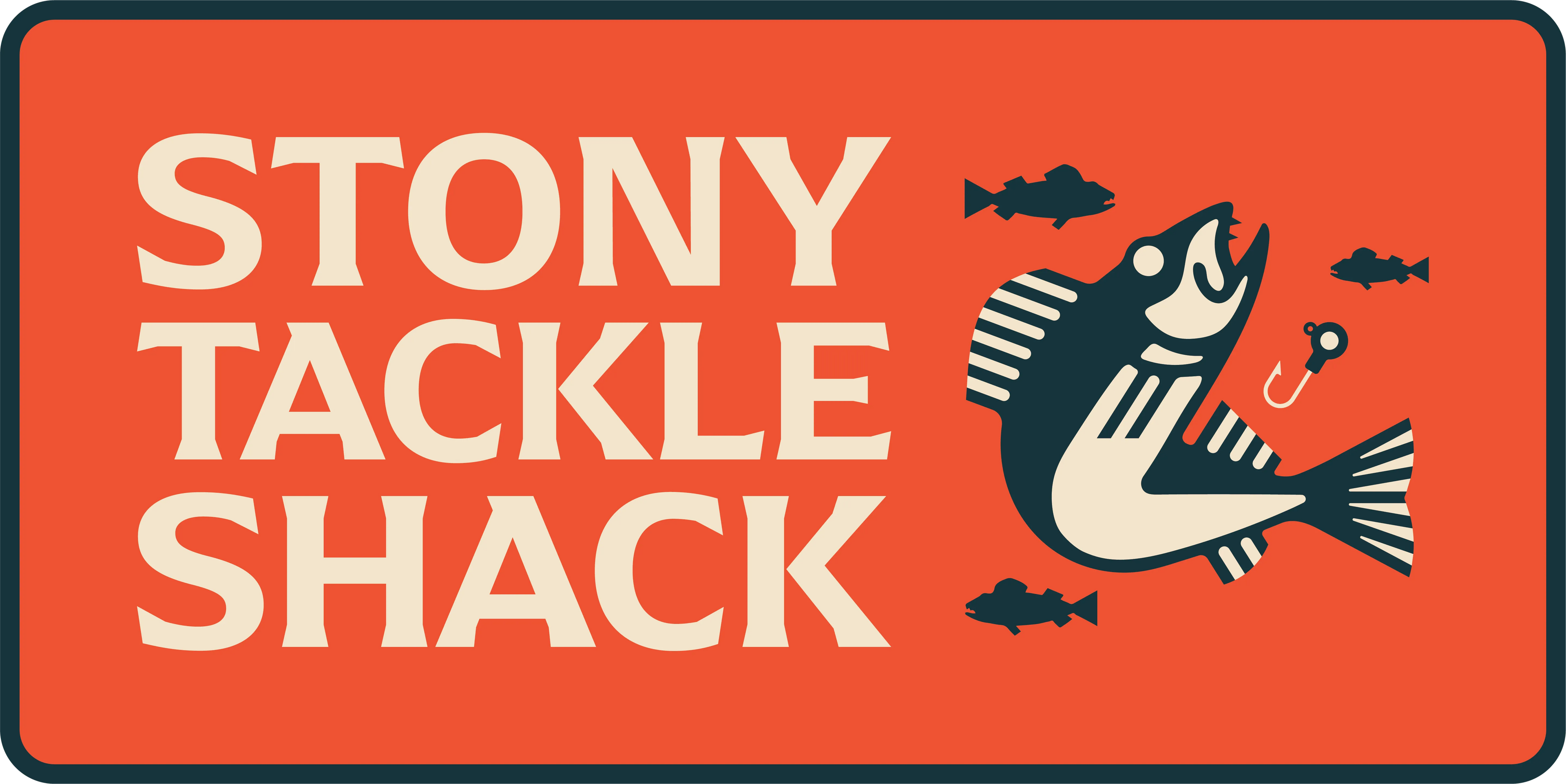 Stony Tackle Shack Stickers Rectangle Red