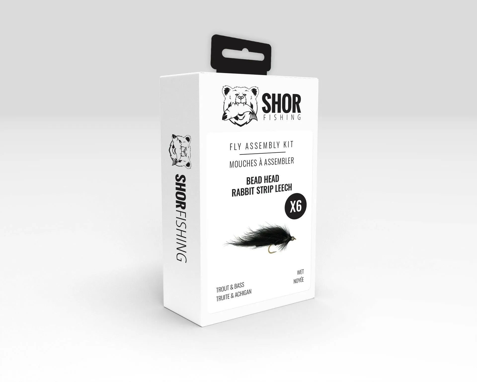 SHOR Fly tying kits each kit makes 6 flies Bead Head Rabbit Strip Leech
