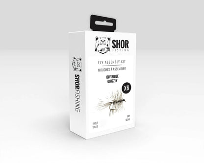 SHOR Fly tying kits each kit makes 6 flies Bivisible Grizzly