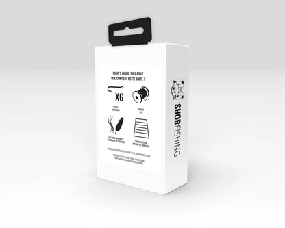 SHOR Fly tying kits each kit makes 6 flies Back of Box