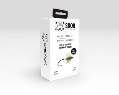 SHOR Fly tying kits each kit makes 6 flies Green Machine w/Green-Red Butt