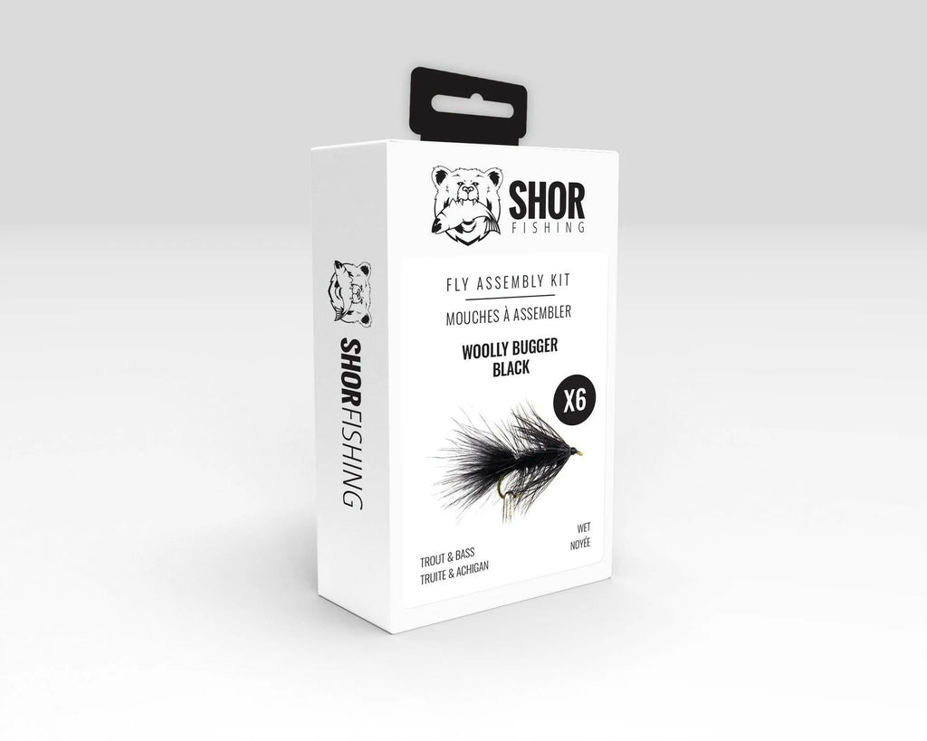 SHOR Fly tying kits each kit makes 6 flies Wooly Bugger Black