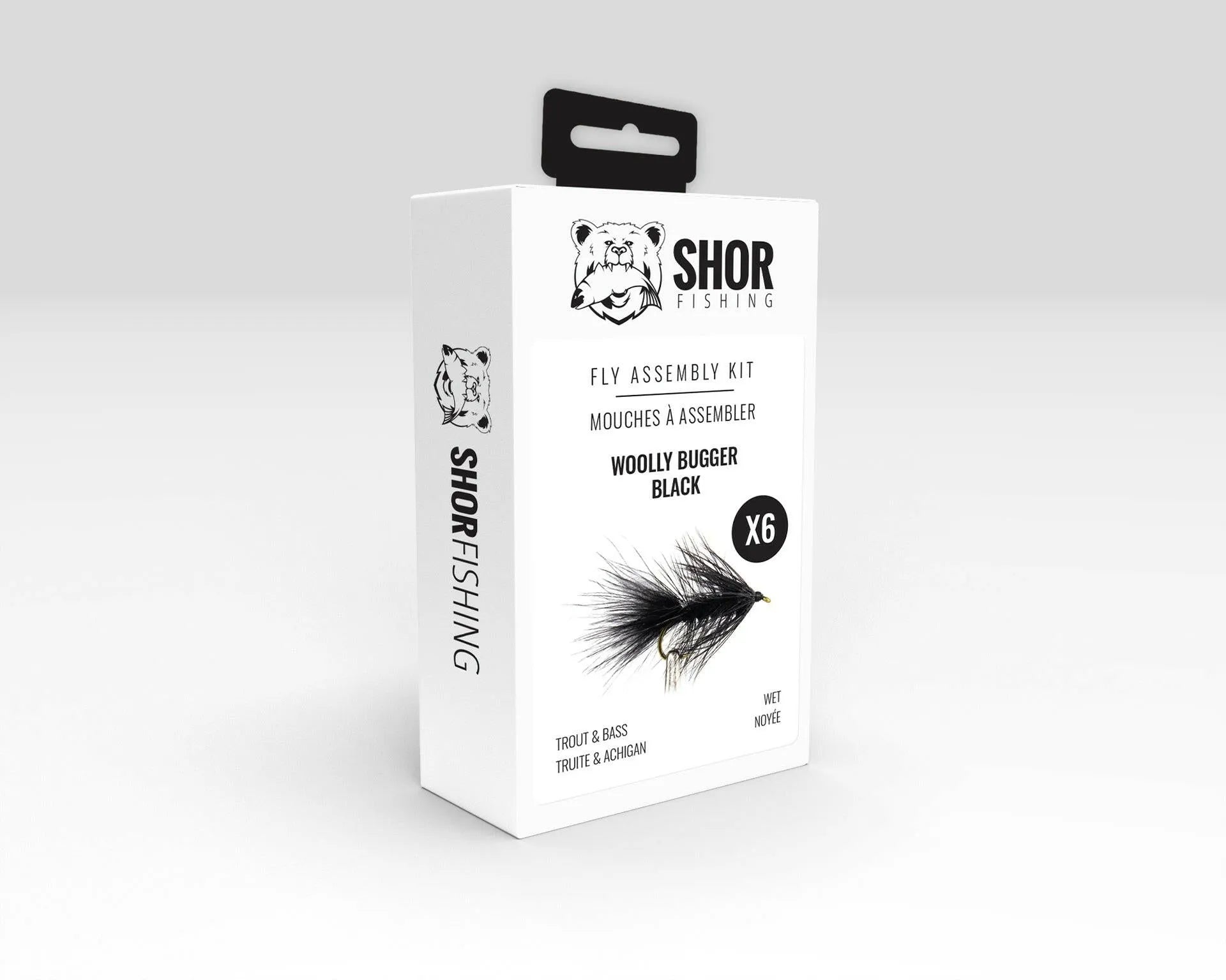 SHOR Fly tying kits each kit makes 6 flies Wooly Bugger Black