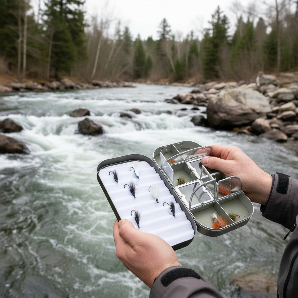 Fly Fishing Kit, Atlantic Salmon Flies, Mixed Selection, with Aluminum Flybox + Engraved Image