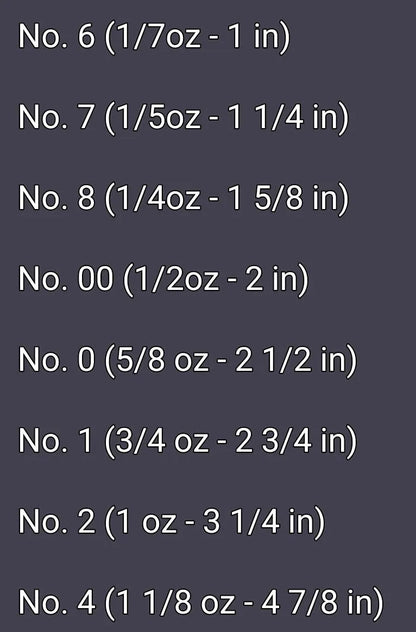 Len Thompson Trout Kit 4pcs size chart
