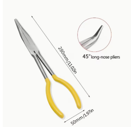 Long Bent-Nose Fishing Pliers 11" – Safe & Easy Hook Removal
