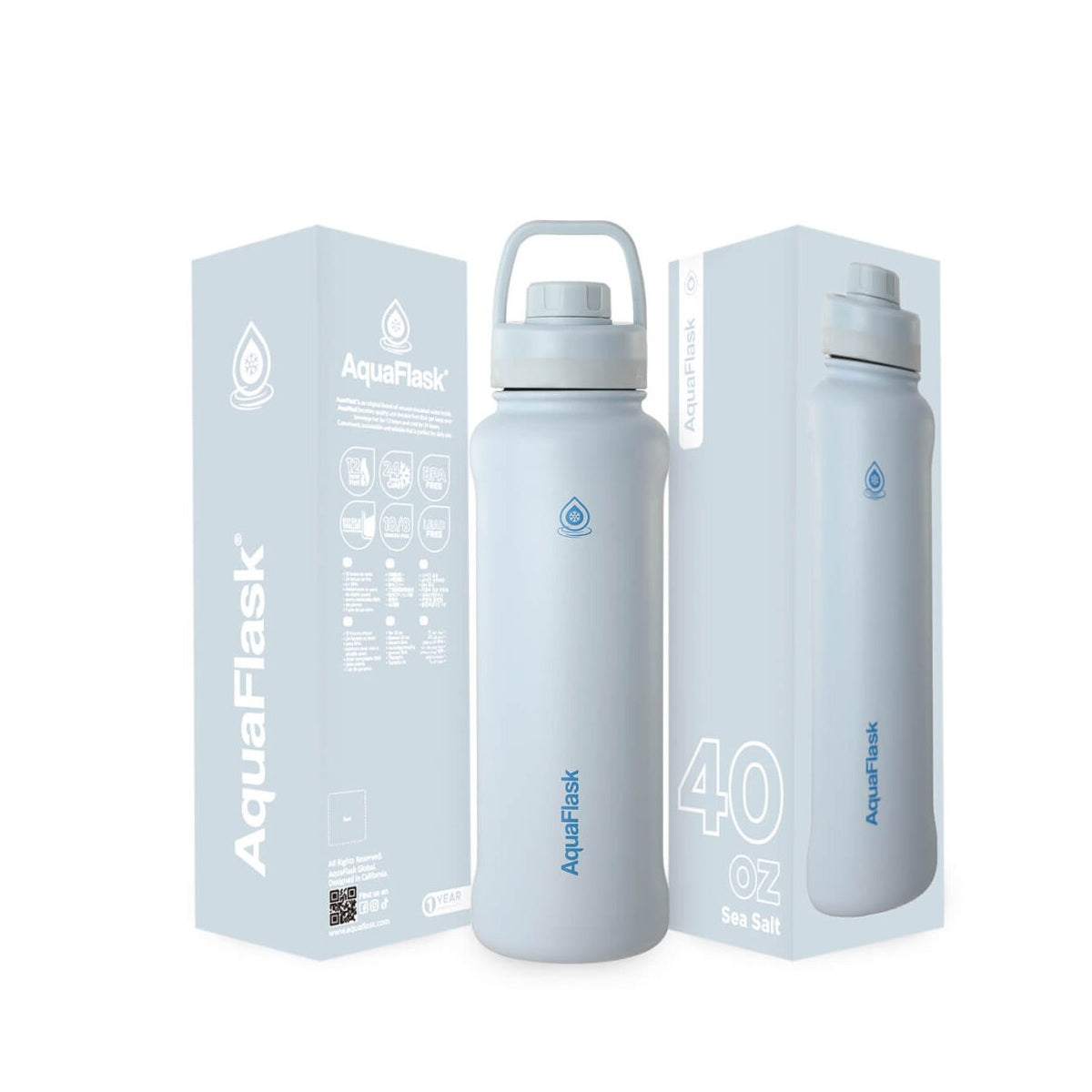 AquaFlask 1080ml (40oz) Stainless Steel Water Bottle with Sports Lid – Hot & Cold, Leakproof, BPA-Free