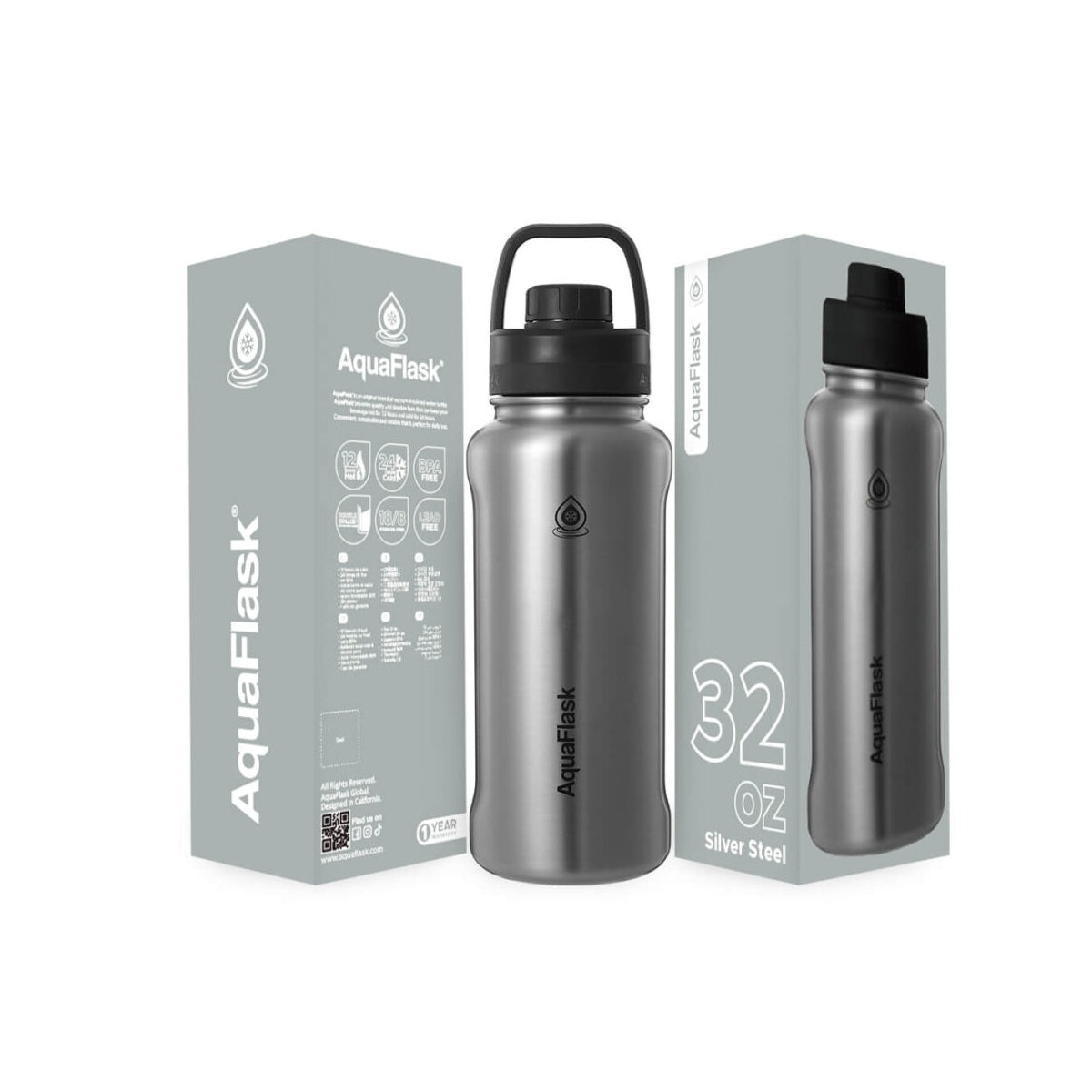 AquaFlask 935mL (32oz) Vacuum Insulated Bottle – Stainless Steel, Leak-Proof