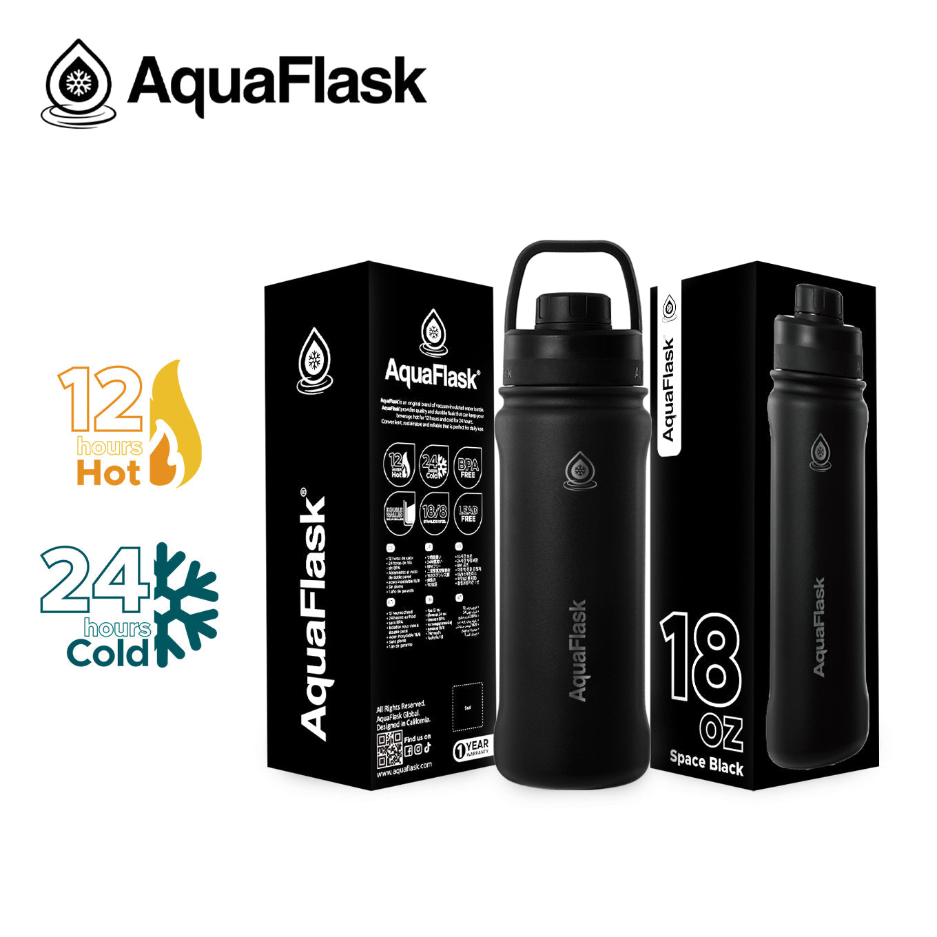 AquaFlask Original Vacuum Insulated Water Bottles 530ml (18oz)