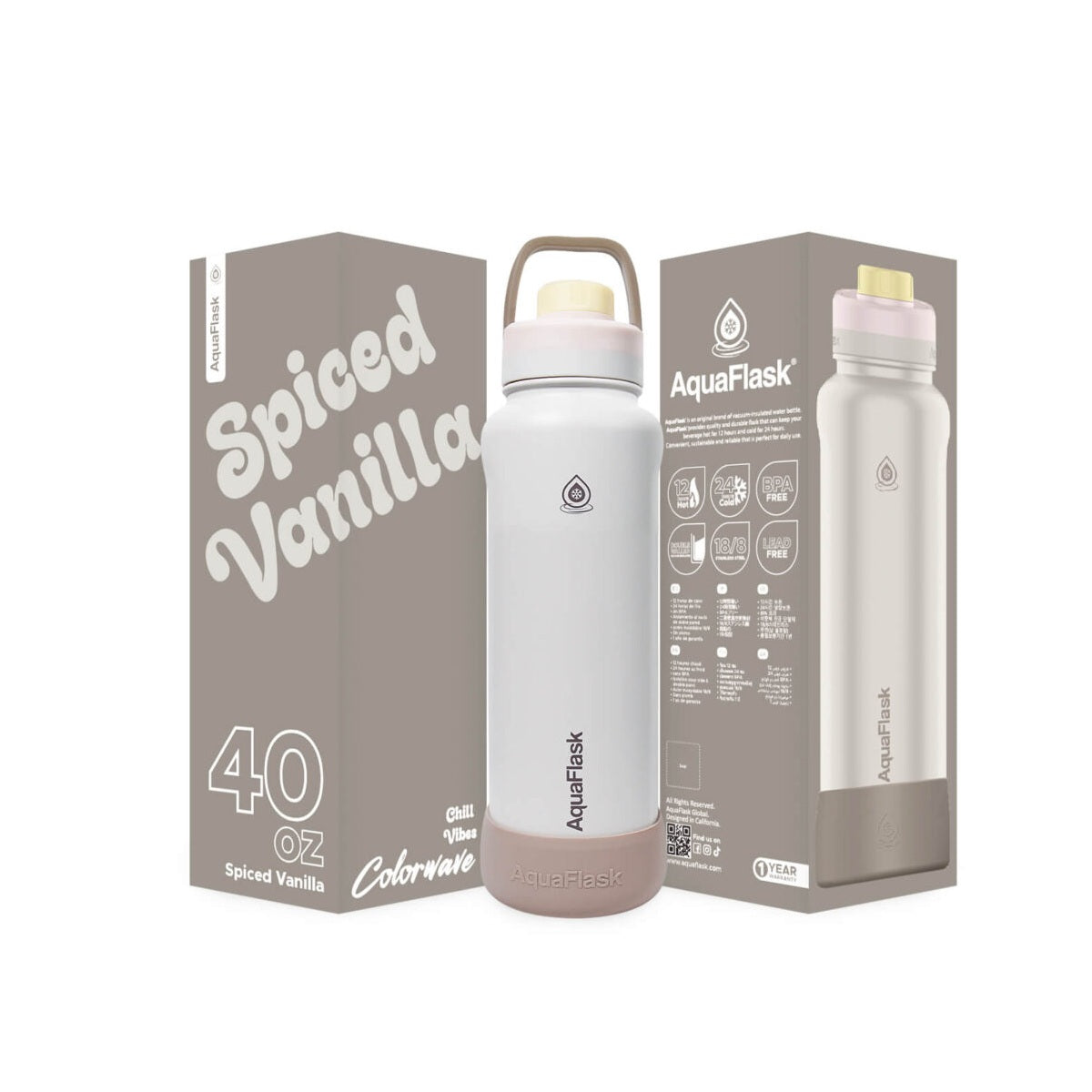 AquaFlask Colorwave 40oz Tumbler – Double Wall Stainless Steel, Keeps Drinks Hot & Cold, Leak-Proof