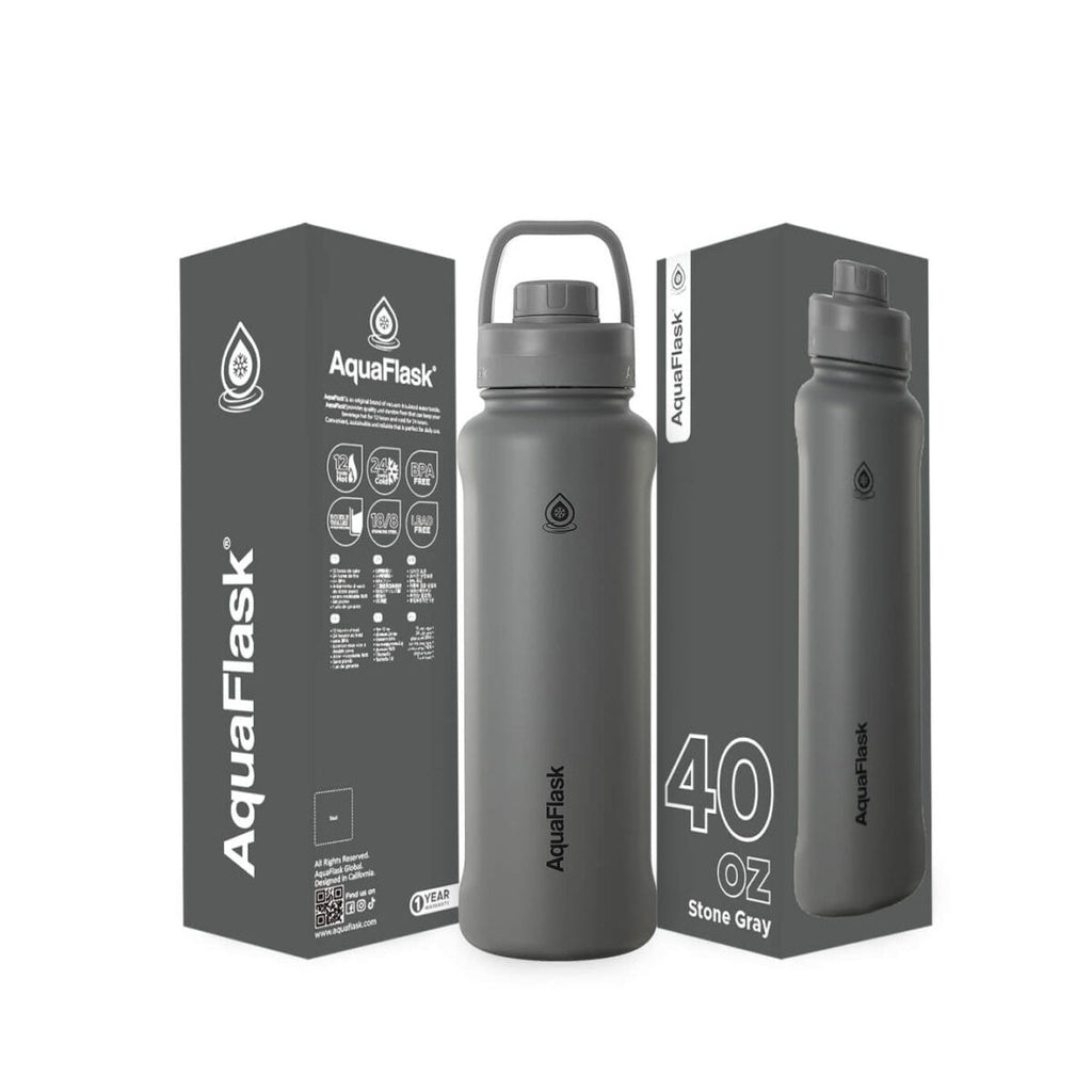 AquaFlask 1080ml (40oz) Stainless Steel Water Bottle with Sports Lid – Hot & Cold, Leakproof, BPA-Free