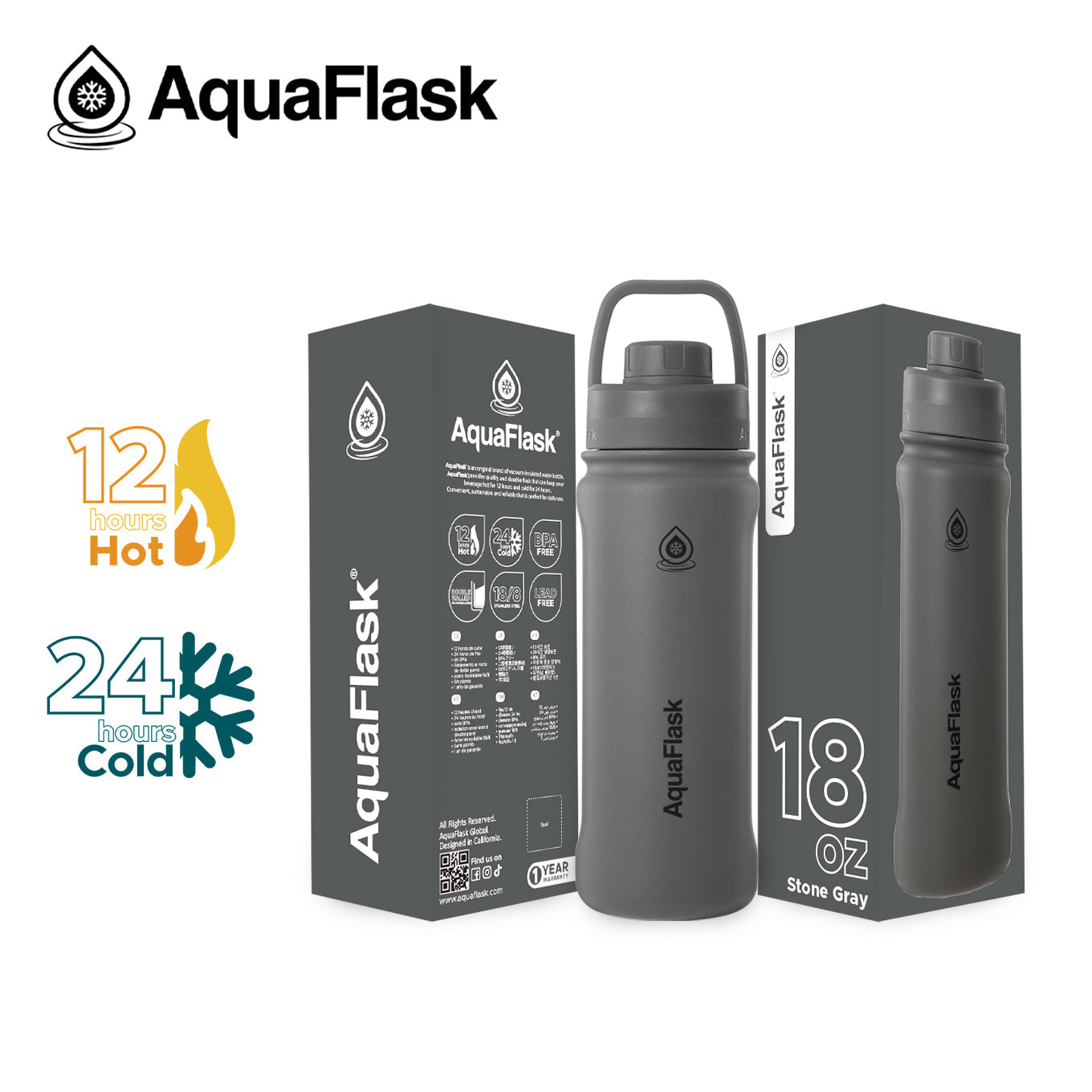 AquaFlask Original Vacuum Insulated Water Bottles 530ml (18oz)