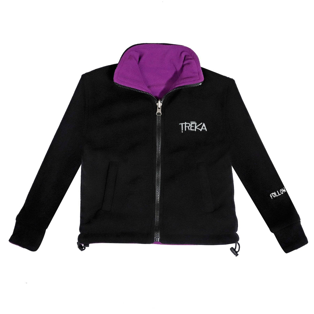 Kids Pokhara Reversible Black and Purple Fleece Sweater 200GSM