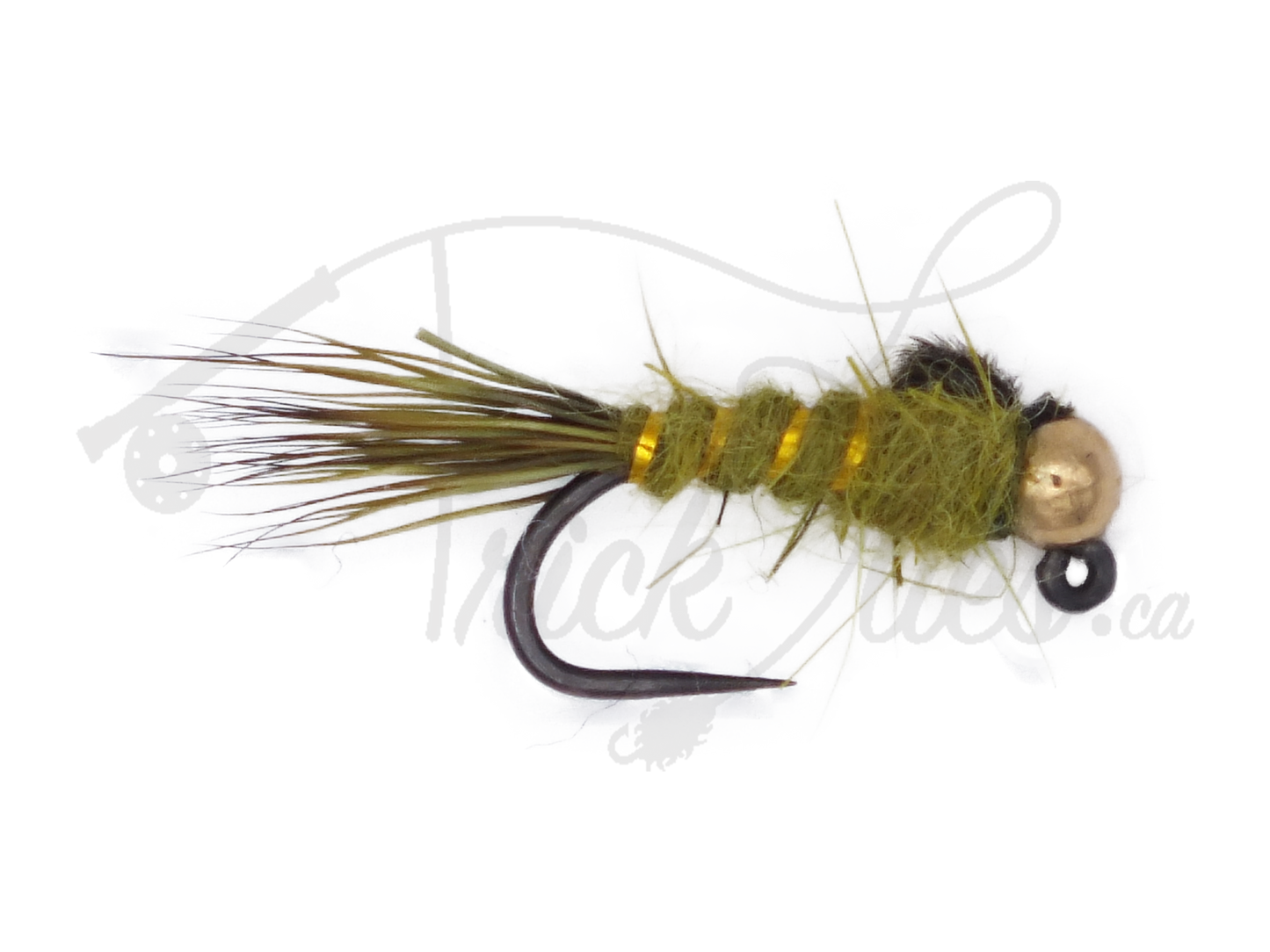 Tungsten Jighead Hare's Ear Olive Barbless