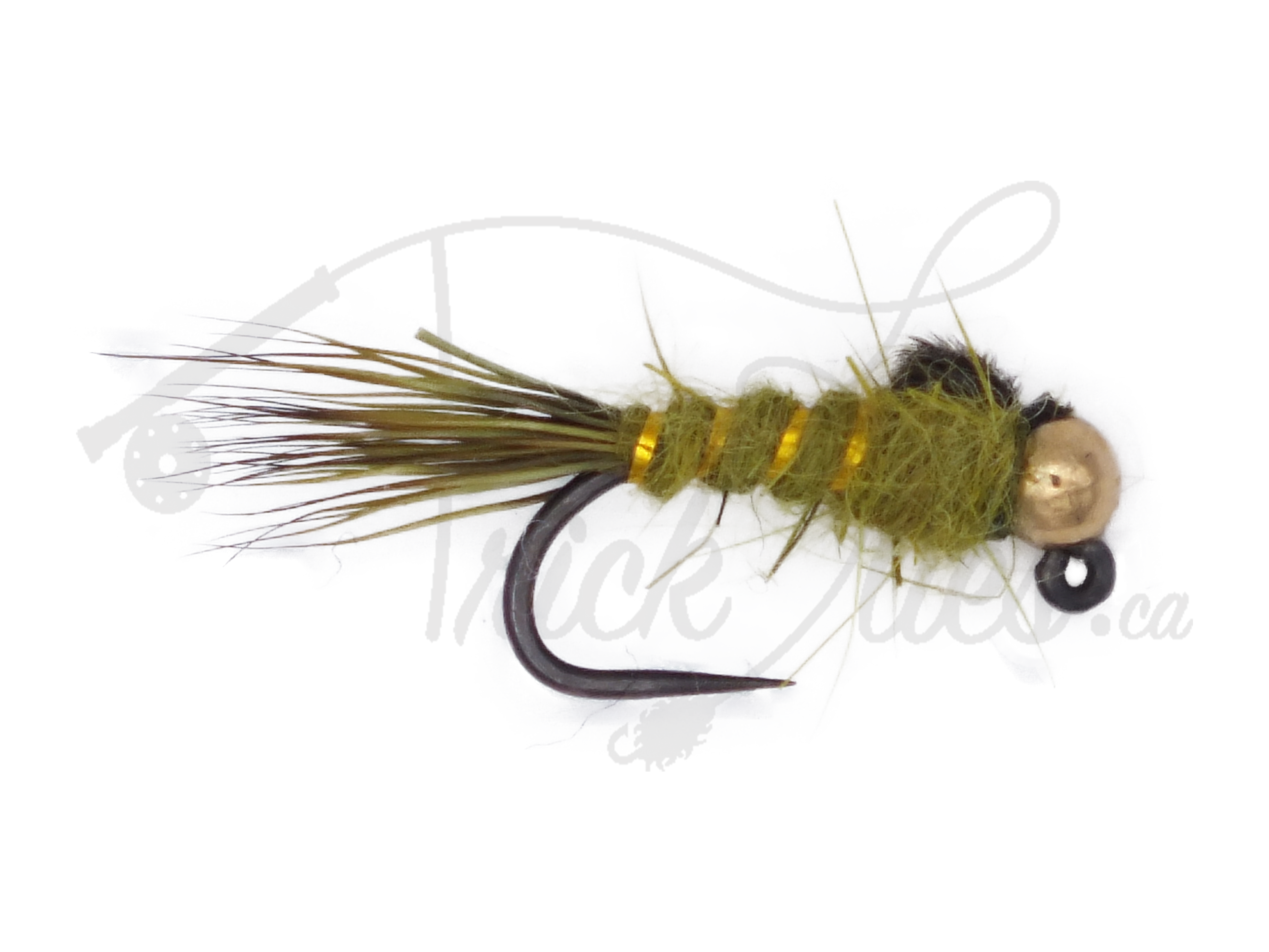 Tungsten Jighead Hare's Ear Olive Barbless