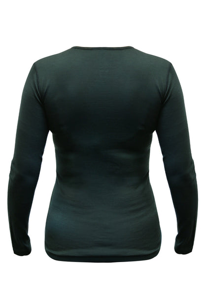 Women's 100% Merino Wool Base Layer Long Sleeve Crew Neck Shirt 190 GSM