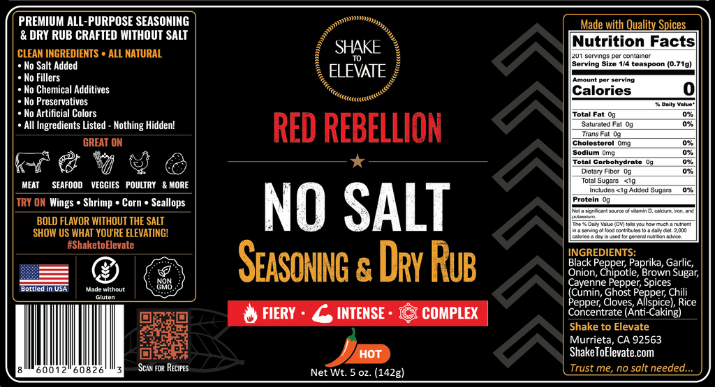 Shake to Elevate Red Rebellion Ghost Pepper No Salt Seasoning