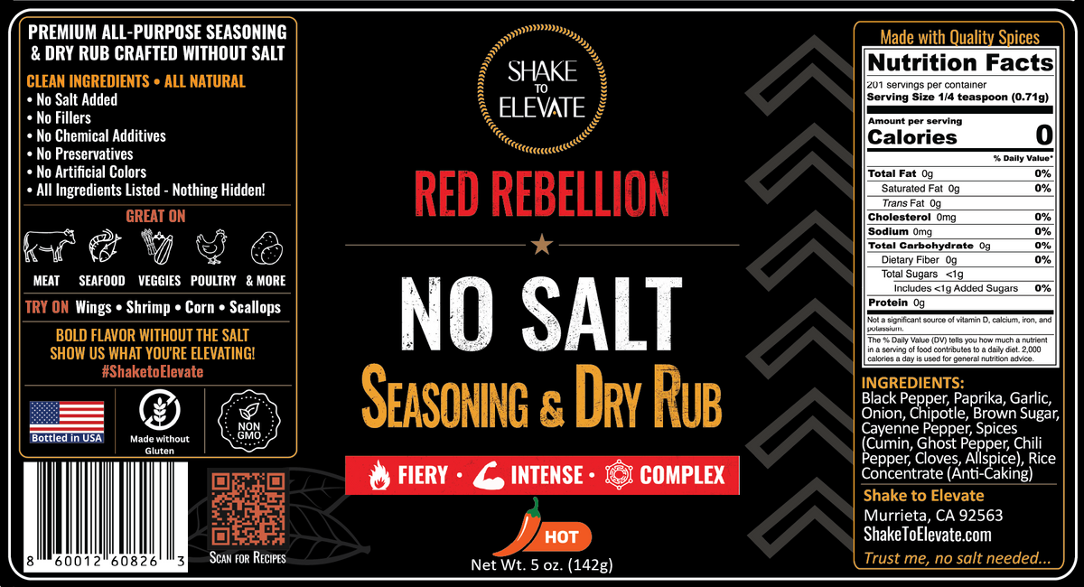 Shake to Elevate Red Rebellion Ghost Pepper No Salt Seasoning