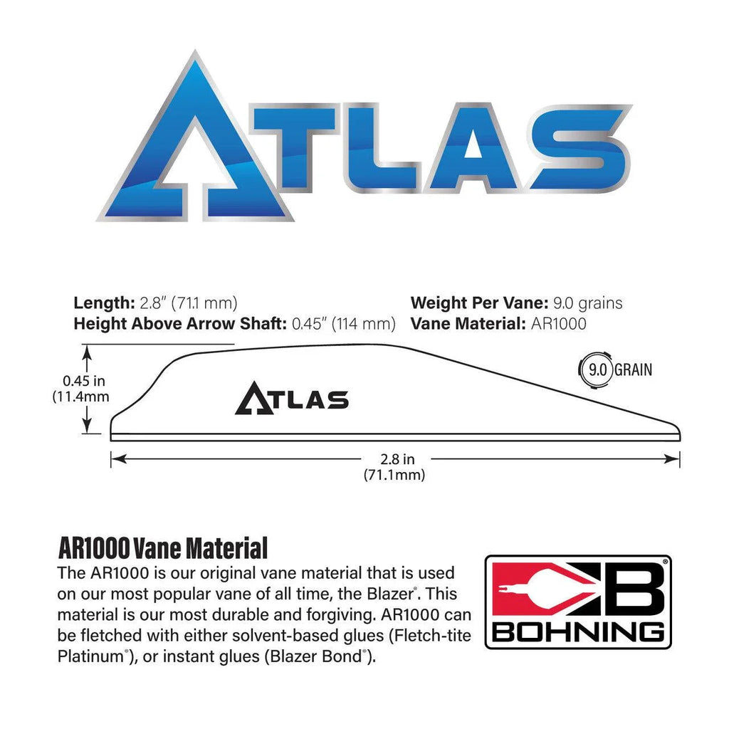 Bohning Archery  Atlas Vane 2.8" - 36 Pack