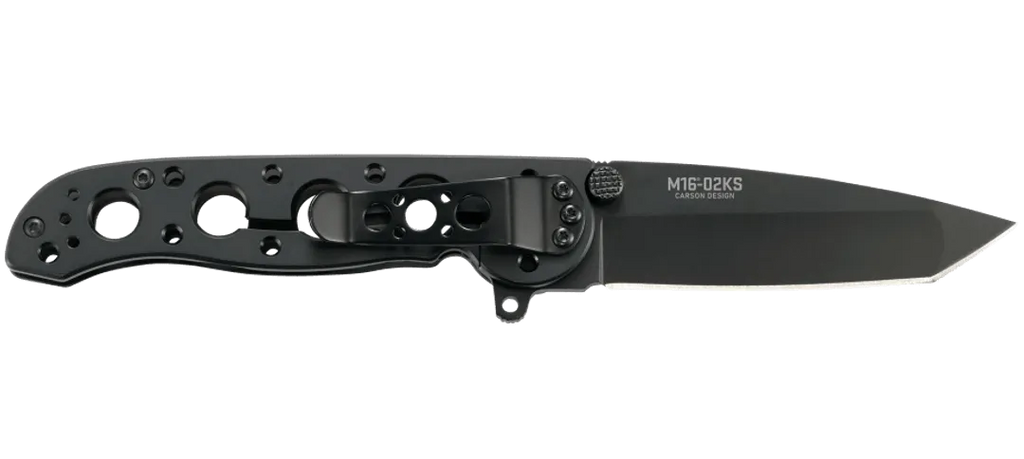Black folding knife on a transparent background