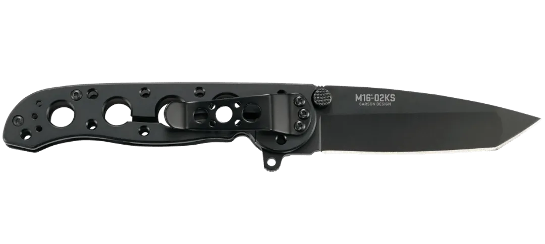 Black folding knife on a transparent background