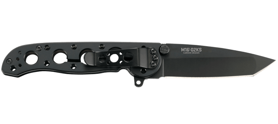 Black folding knife on a transparent background