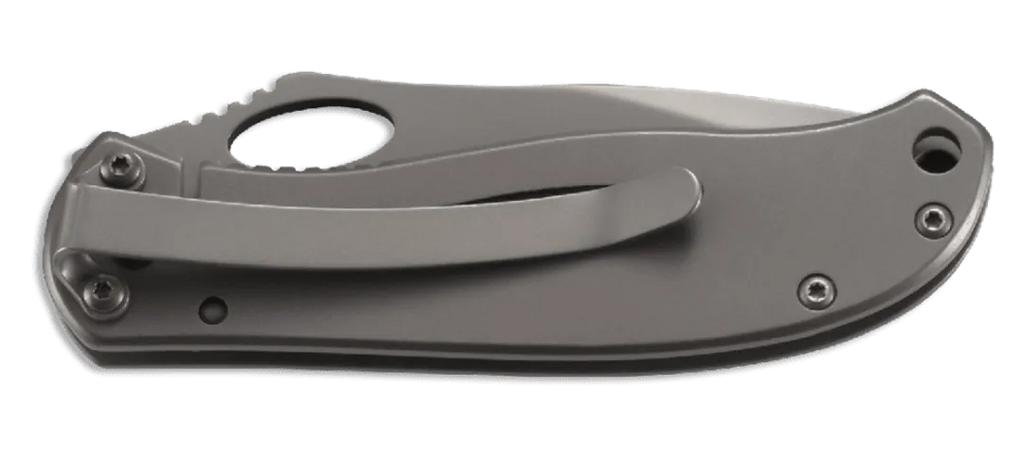 Gray folding knife on a transparent background