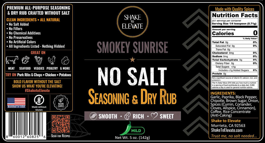 Shake to Elevate Smokey Sunrise No Salt Seasoning