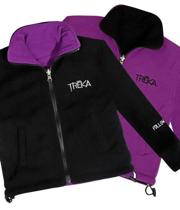 Kids Pokhara Reversible Black and Purple Fleece Sweater 200GSM