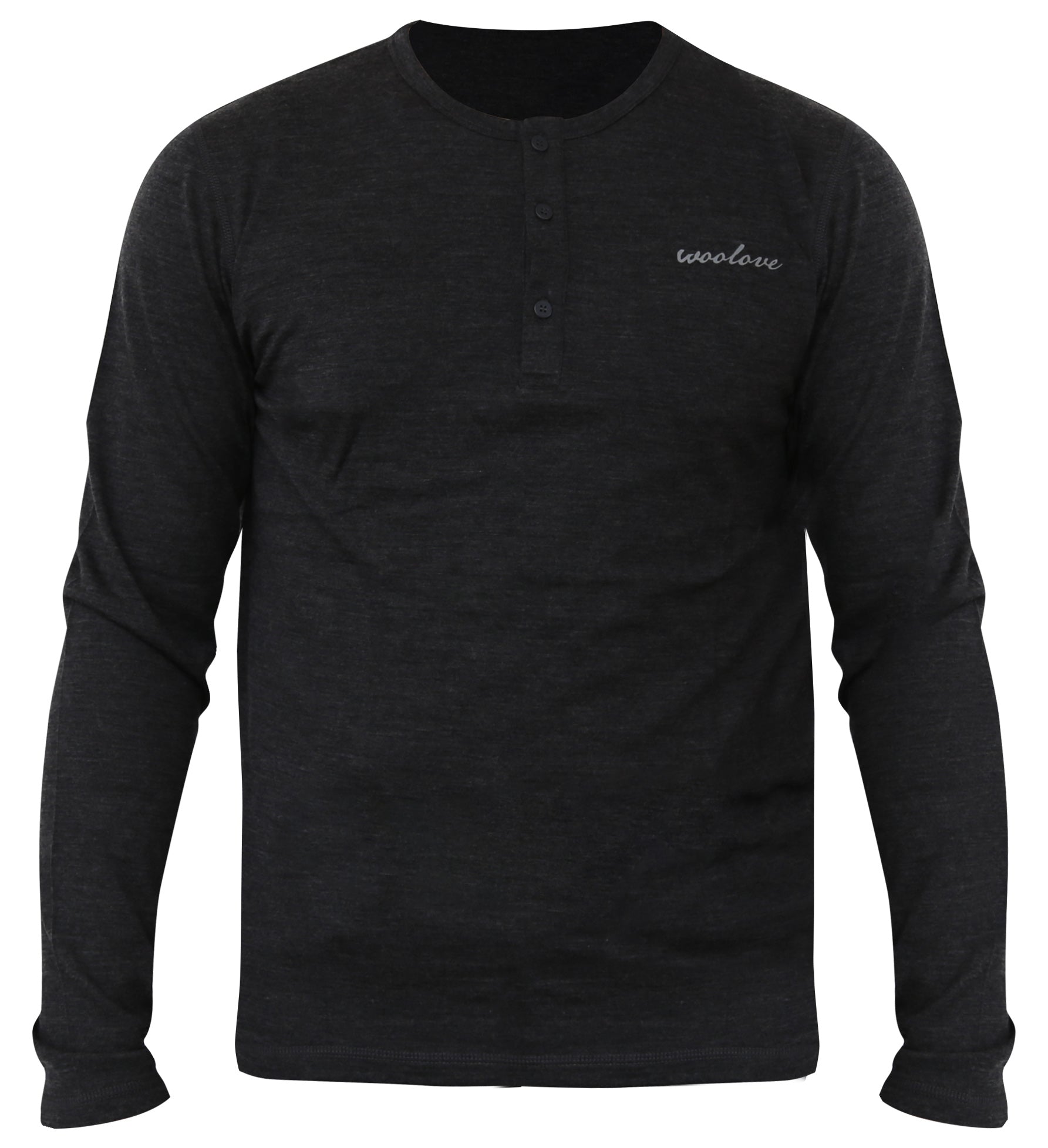 Men's 100% Merino Wool Long Sleeve Henley 190 GSM