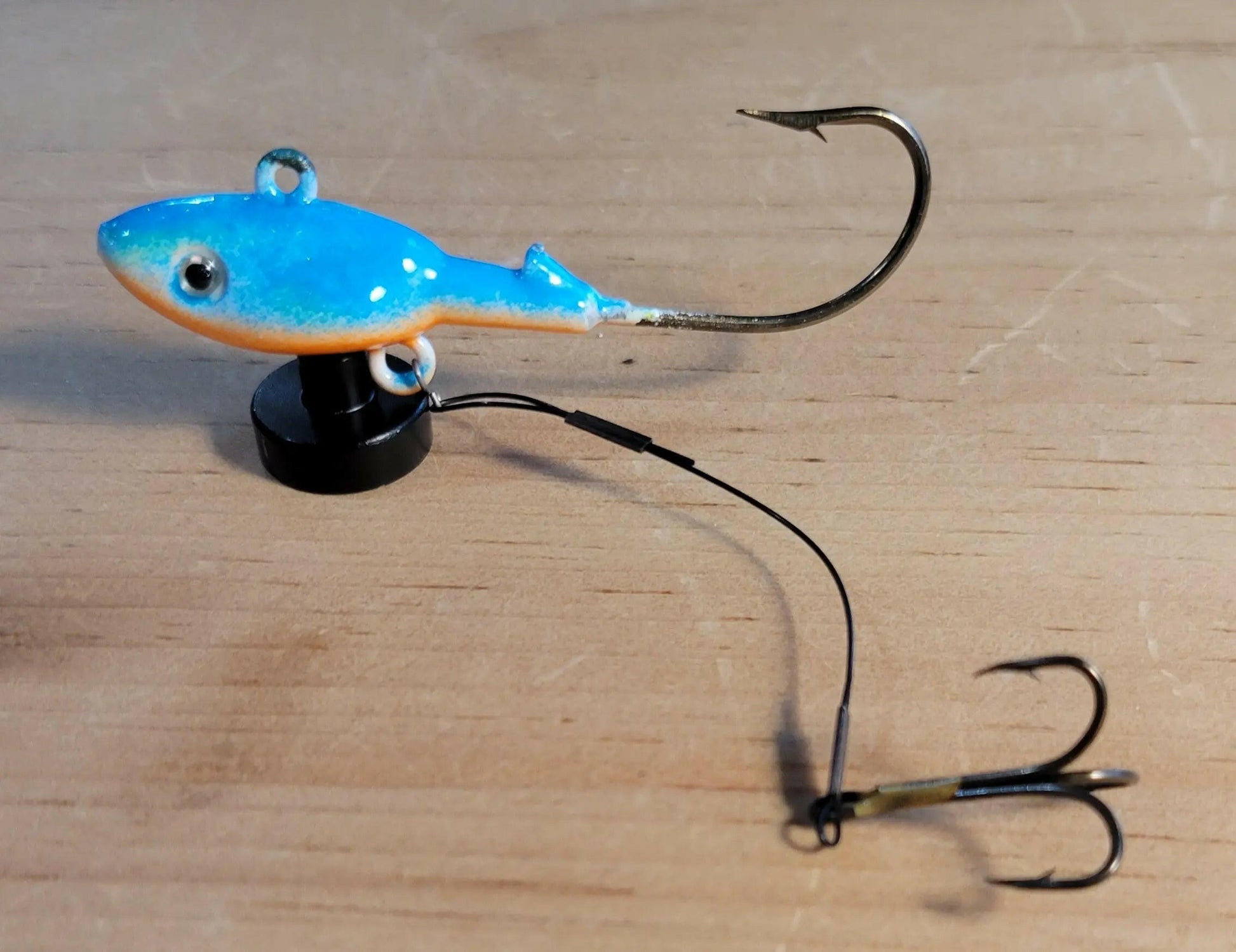 Big Sky Lake Trout Jigs w/Stinger Hook 1oz 1/pack Blue Top Orange Bottom