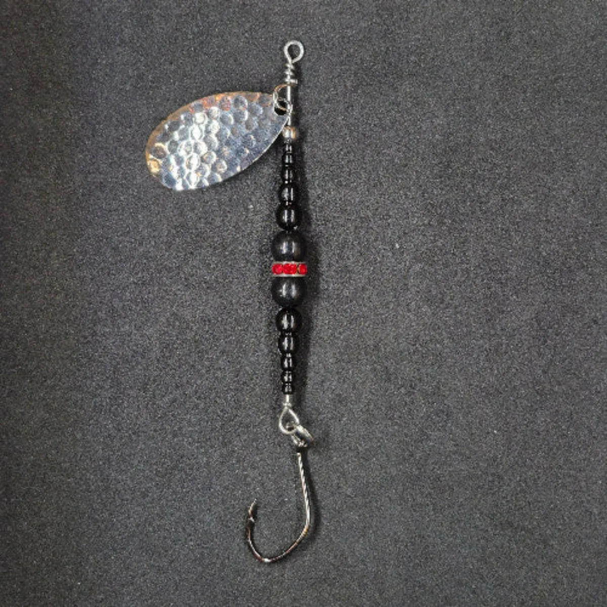 Spitfire Fishing Supermarine MK2 Wedding Ring Spinners on black background black, black, nickel blade