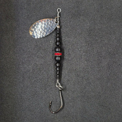 Spitfire Fishing Supermarine MK2 Wedding Ring Spinners on black background black, black, nickel blade