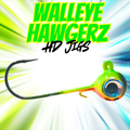 High Caliber Lures Walleye Hawgerz HD (Long Shank Jig) - UV Glow Green Hornet Jig - 3 Pack