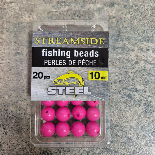 10mm Pink beads on grey background