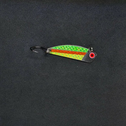Spitfire Hawker Trolling Spoon 2" on black background frontside of spoon green orange chartreuse