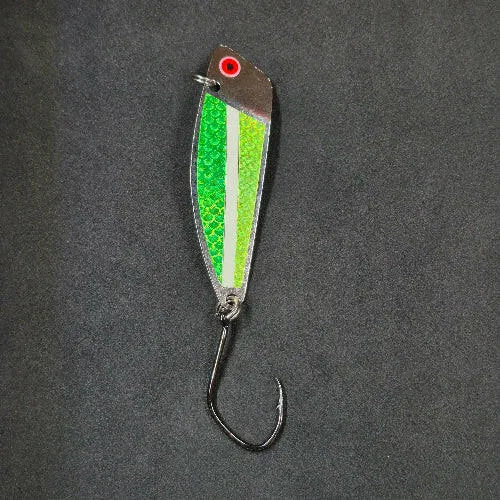 Spitfire Hawker Trolling Spoon 3" on black background frontside of spoon Green Glow Chartreuse