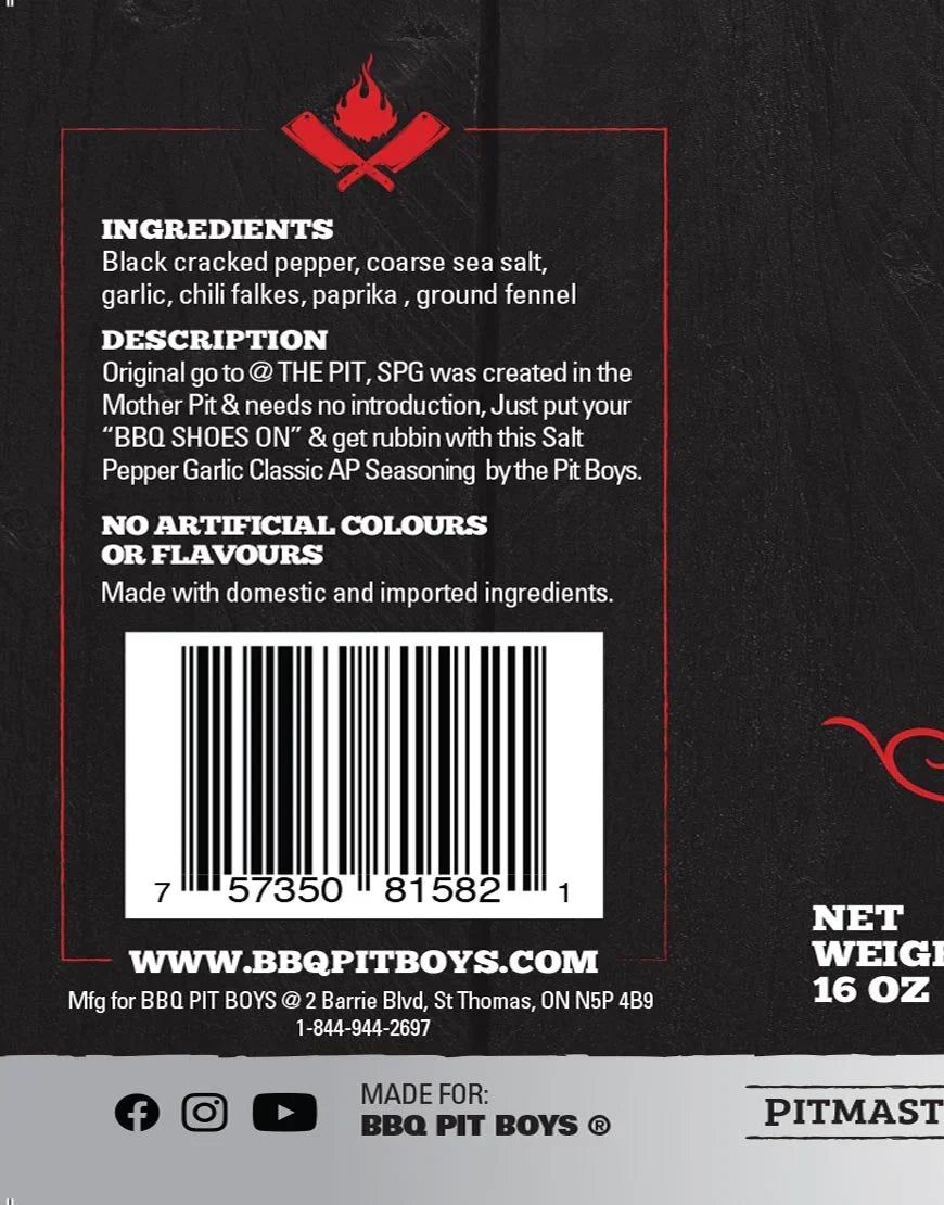BBQ Pit Boys SPG Salt Pepper Garlic BBQ Seasoning