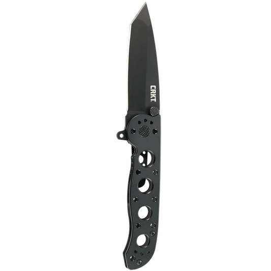 Black folding knife with 'CRKT' branding on a white background